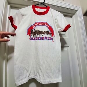 Vintage 70s Stony Creek Budweiser Clydesdales Ringer Shirt USA Adult‎ XS RARE